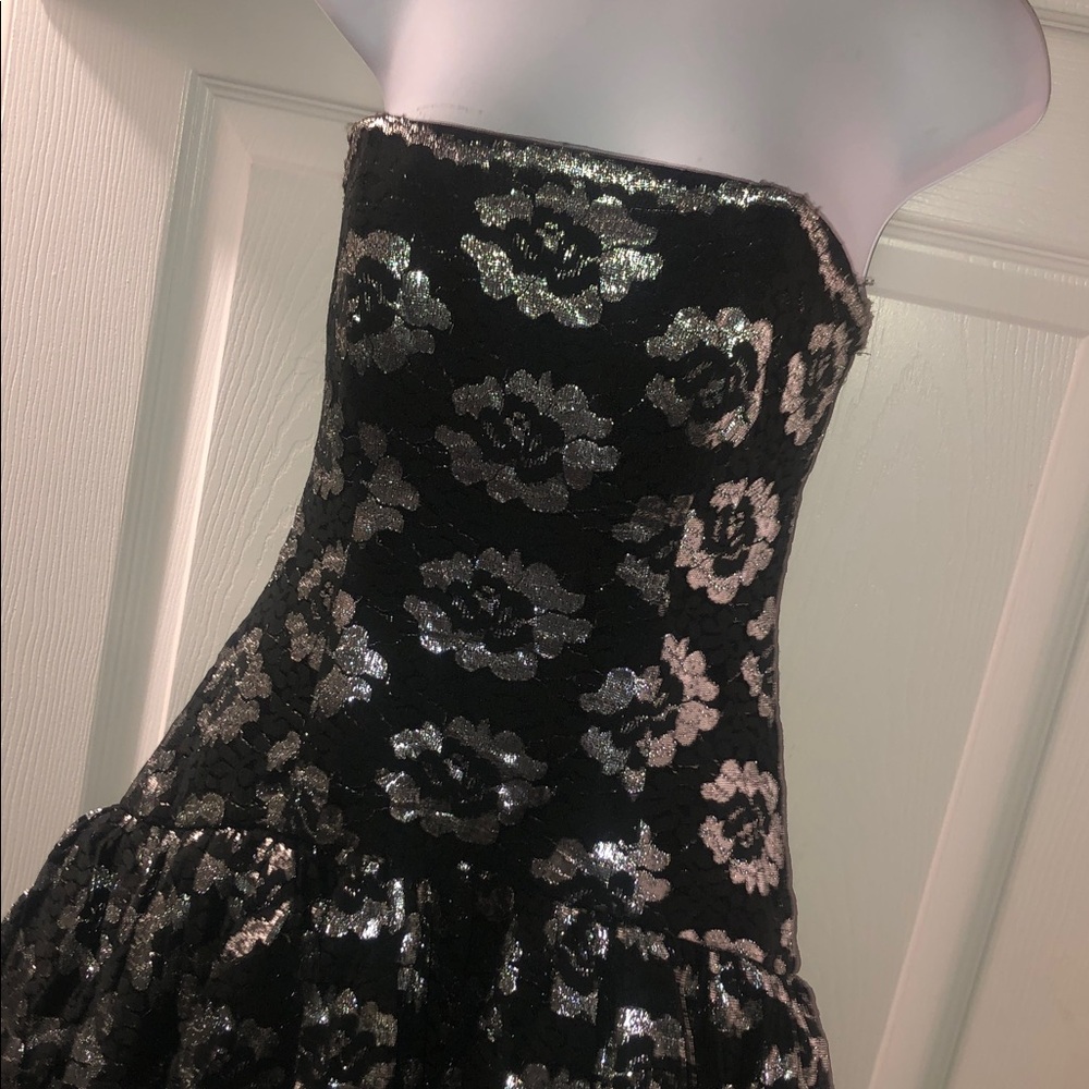 Mommy and Me Boutique Black and Silver Floral Strapless Dress - Picture 2 of 11